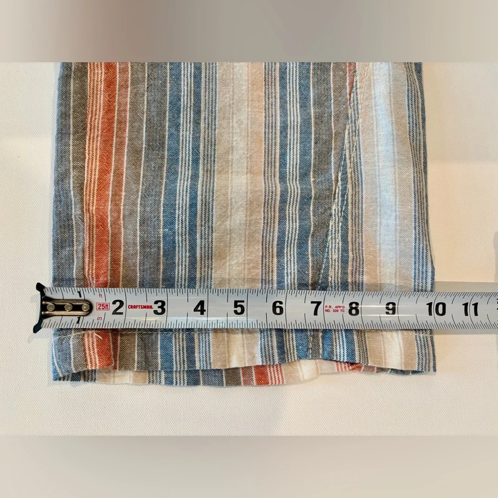 April Kiss Smocked Waist Boho Linen Cotton Blend Large Beach Pants Blue Orange - Picture 9 of 14
